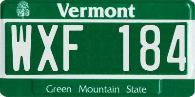 VT license plate WXF184