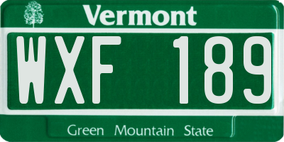 VT license plate WXF189