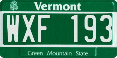 VT license plate WXF193