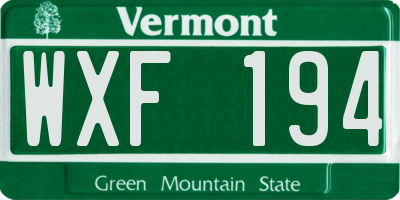 VT license plate WXF194