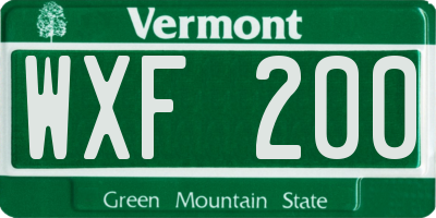 VT license plate WXF200