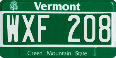 VT license plate WXF208