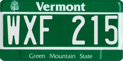 VT license plate WXF215
