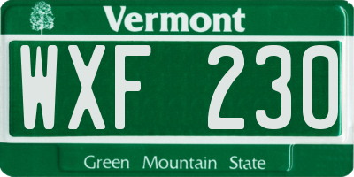 VT license plate WXF230
