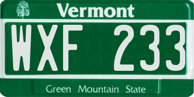 VT license plate WXF233