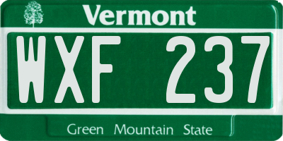 VT license plate WXF237