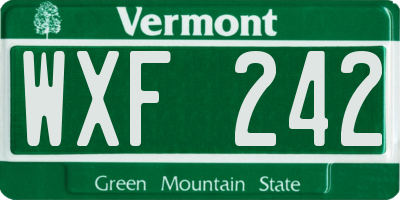 VT license plate WXF242