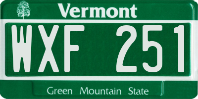 VT license plate WXF251