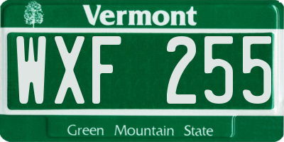 VT license plate WXF255