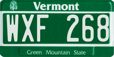 VT license plate WXF268