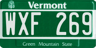 VT license plate WXF269