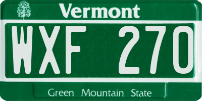 VT license plate WXF270
