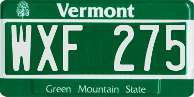 VT license plate WXF275