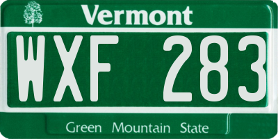 VT license plate WXF283