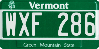 VT license plate WXF286