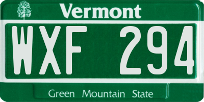 VT license plate WXF294