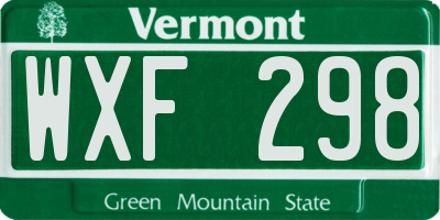 VT license plate WXF298