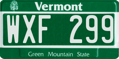 VT license plate WXF299