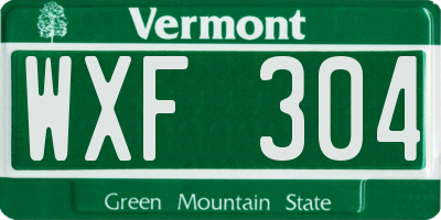 VT license plate WXF304