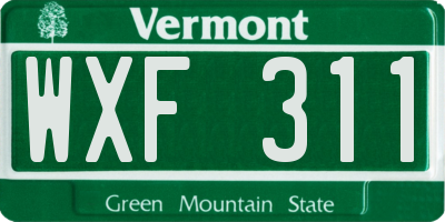 VT license plate WXF311