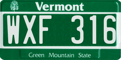 VT license plate WXF316