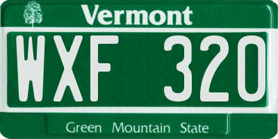 VT license plate WXF320