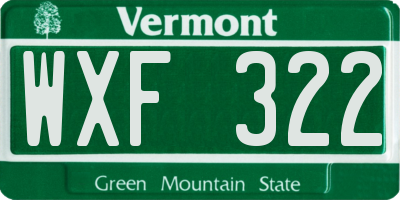 VT license plate WXF322