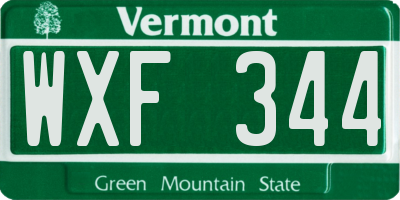 VT license plate WXF344