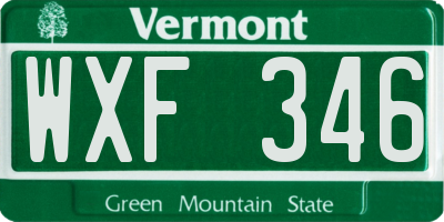 VT license plate WXF346