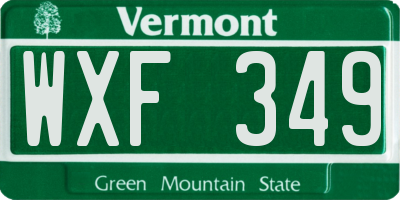 VT license plate WXF349