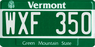 VT license plate WXF350