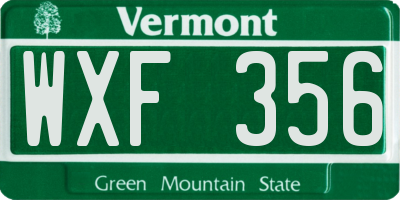 VT license plate WXF356