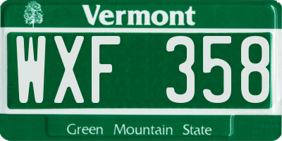 VT license plate WXF358