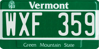VT license plate WXF359