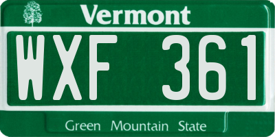 VT license plate WXF361