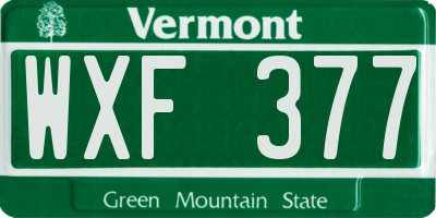 VT license plate WXF377