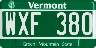 VT license plate WXF380