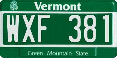 VT license plate WXF381