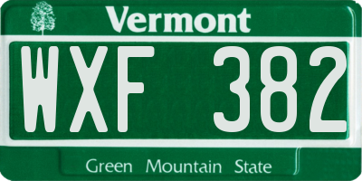 VT license plate WXF382