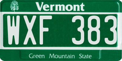 VT license plate WXF383