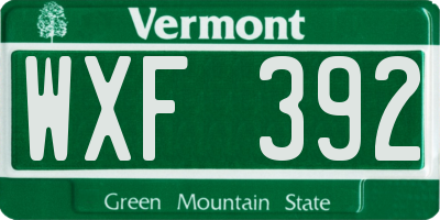 VT license plate WXF392