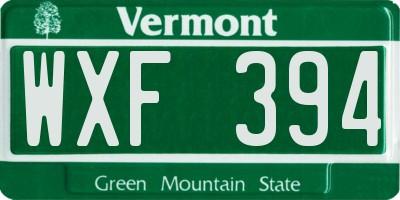 VT license plate WXF394