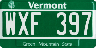 VT license plate WXF397