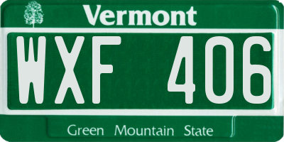 VT license plate WXF406