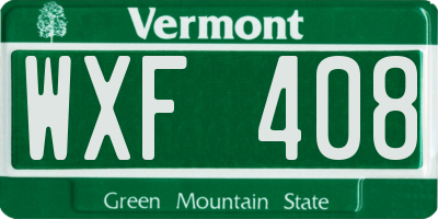 VT license plate WXF408