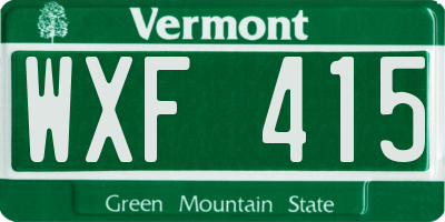 VT license plate WXF415