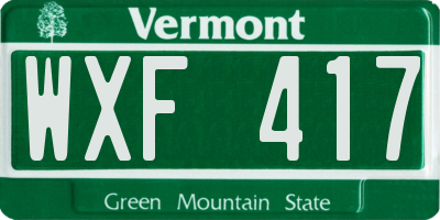 VT license plate WXF417
