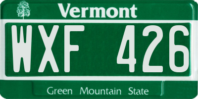 VT license plate WXF426
