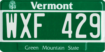 VT license plate WXF429