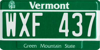 VT license plate WXF437